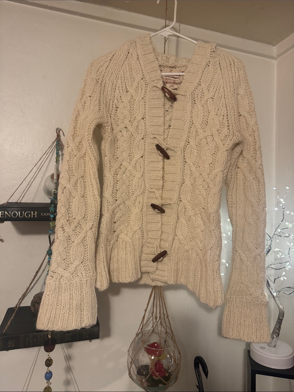 Abercrombie & Fitch Cream Cable Toggle Cardigan
